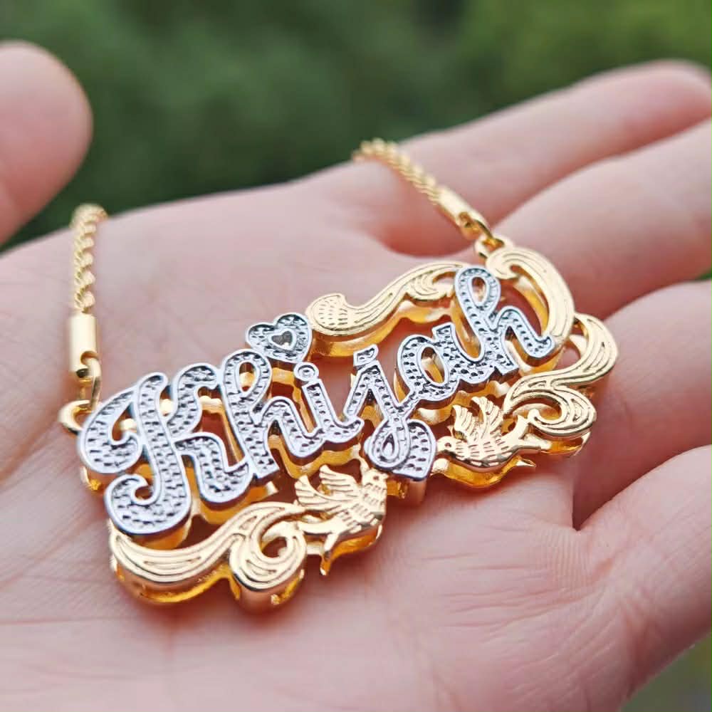 Double plated name necklace