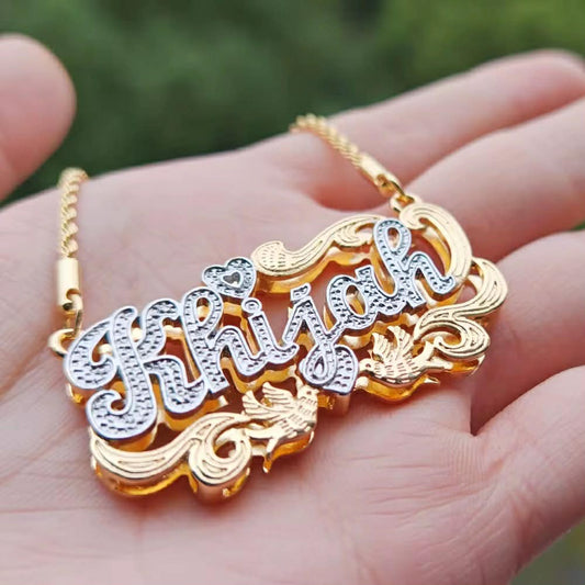 Double plated name necklace