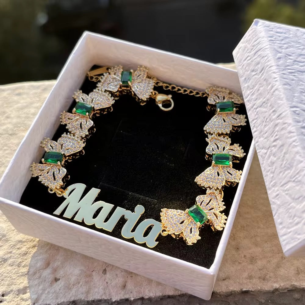 Green emerald Bow bracelet