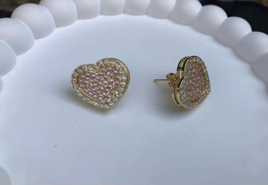 Heart Earrings pink inside