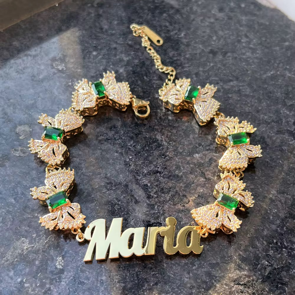 Green emerald Bow bracelet