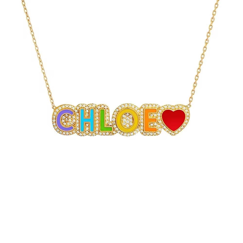 Rainbow Pave Necklace
