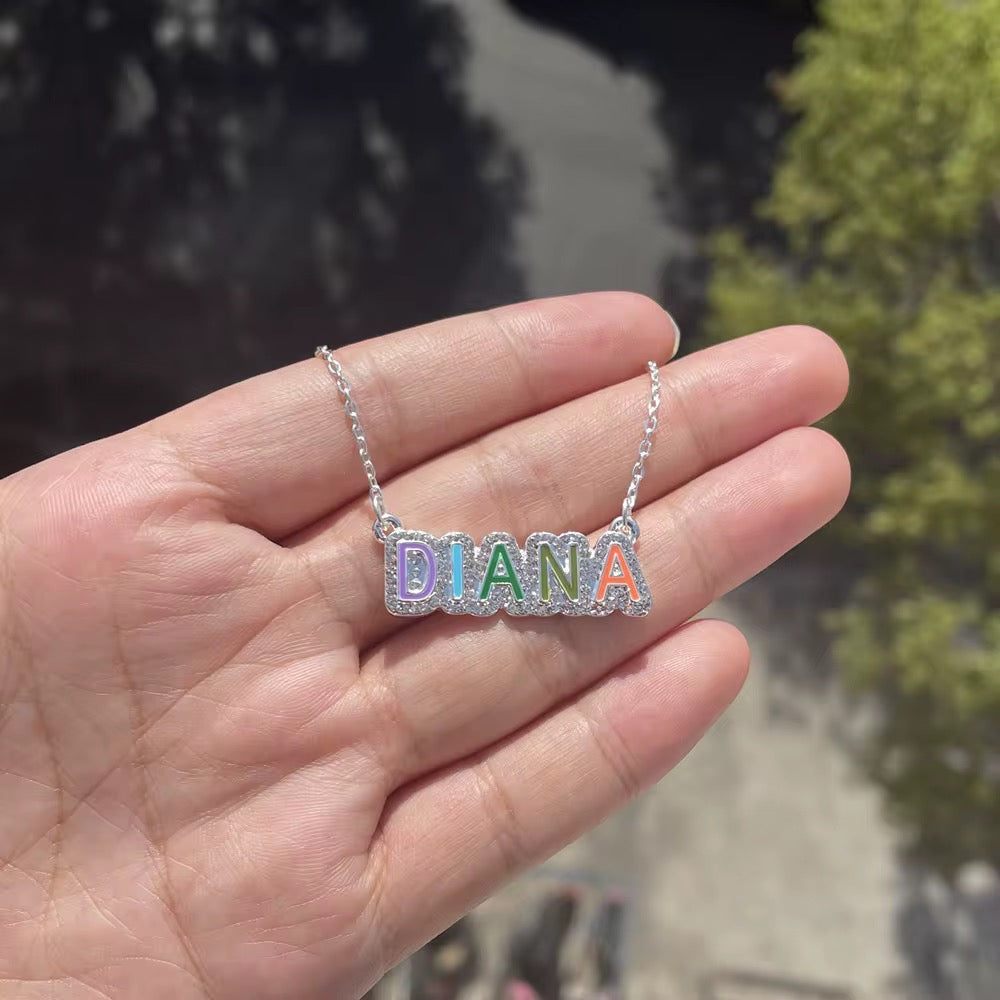 Rainbow Pave Necklace